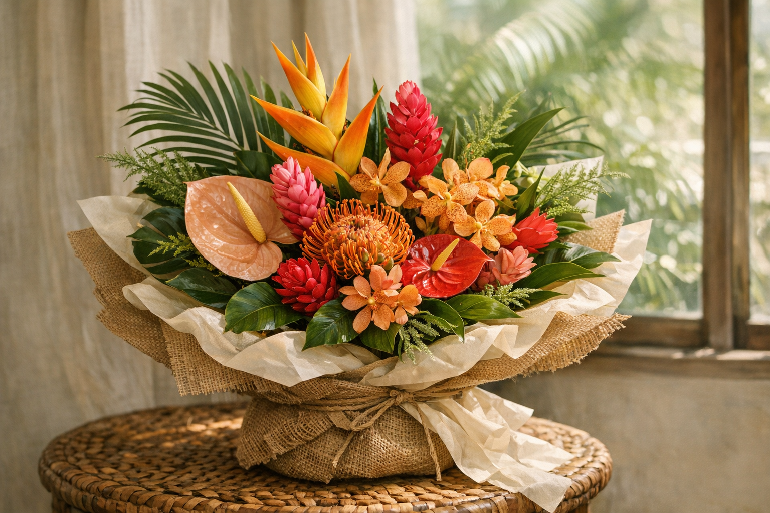 Arreglo floral tropical inspirado en Palmira